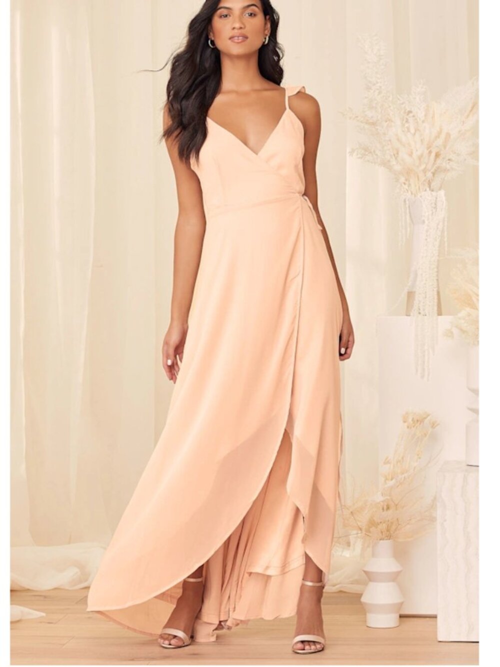 Here's to Us Blush Pink High-Low Wrap Dress - Size Large